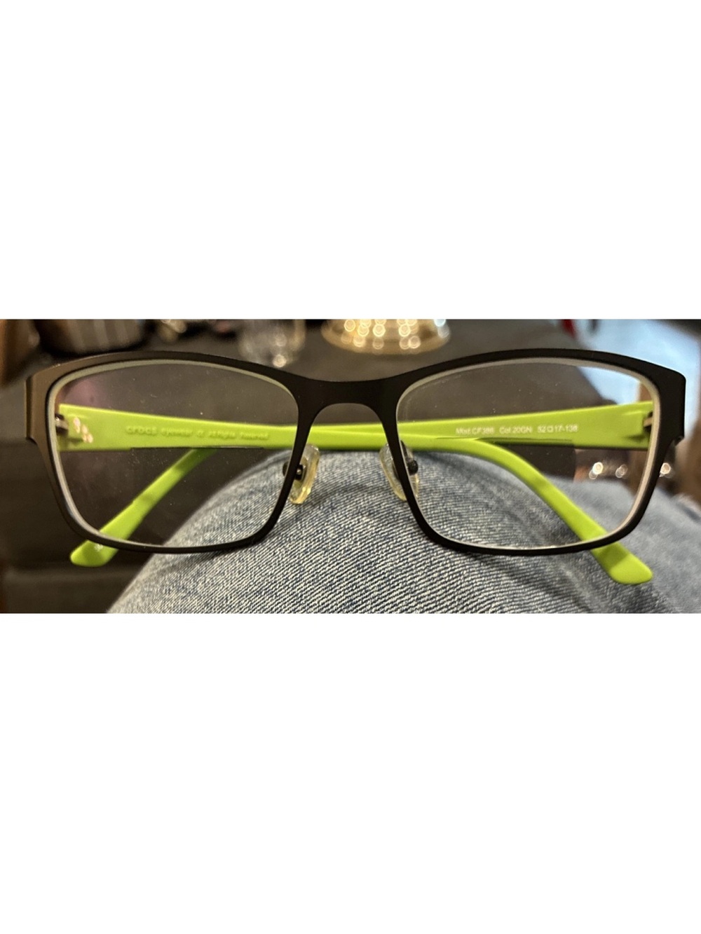 Men’s Crocs  Eye Glass Frames Black Lime Green Accent Frames Only